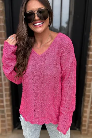 Hello Autumn Fuchsia Detailed Sweater