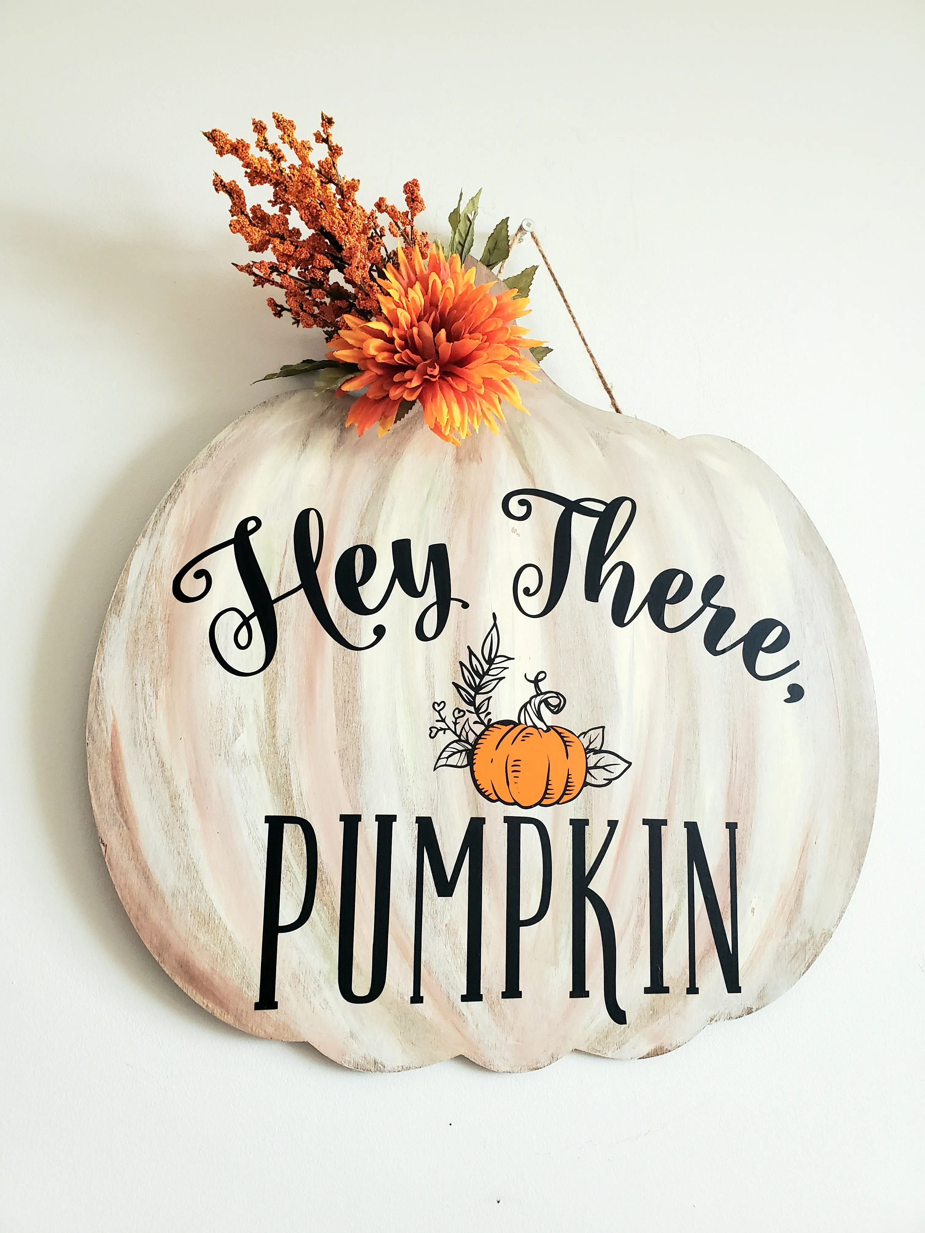 Hey There Pumpkin Wood Sign - A Uniquely Designed Pumpkin-Shaped Sign  for Your Fall Home Decor