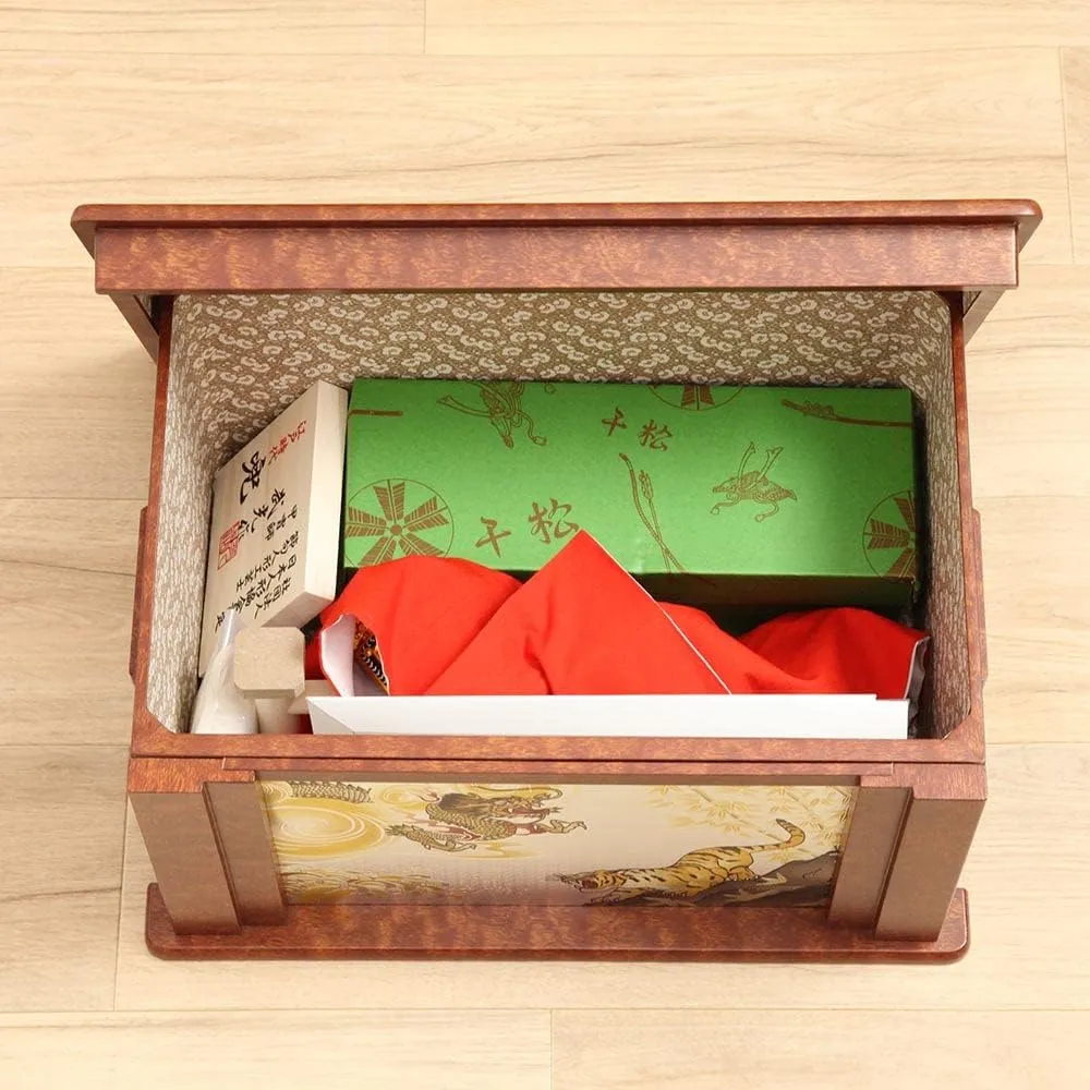 Kabuto Display Boys Ceremony Compact Wooden Box