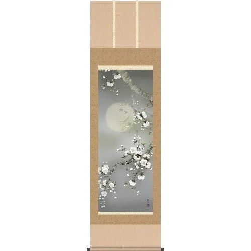 Kakejiku Night Time Sakura Full Moon Yosui Ogata Hanging Scroll