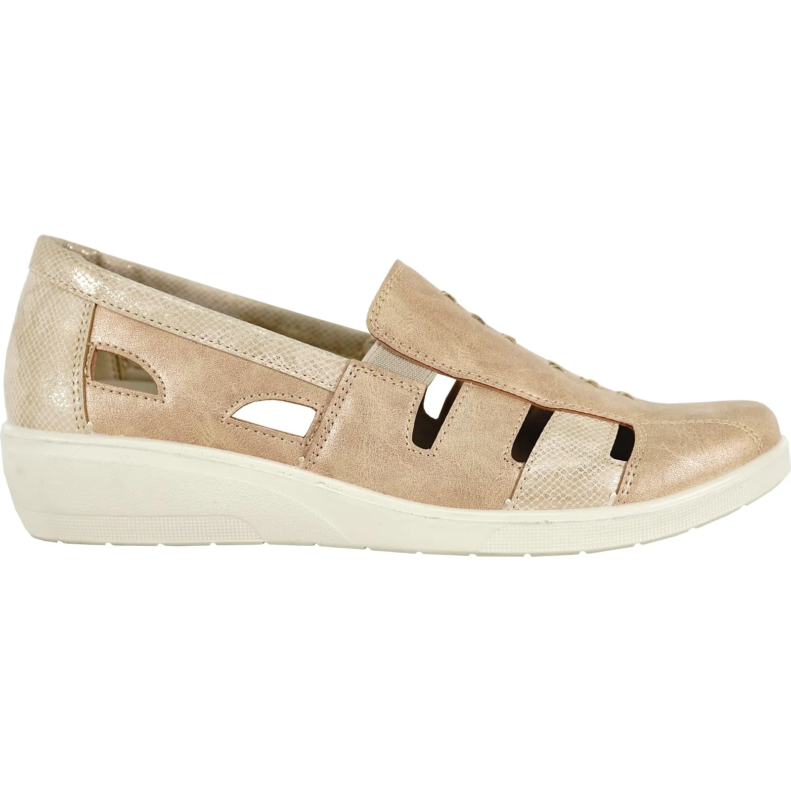 KOZI Women Comfort Casual Shoe OY3236 Wedge Sandal Champagne