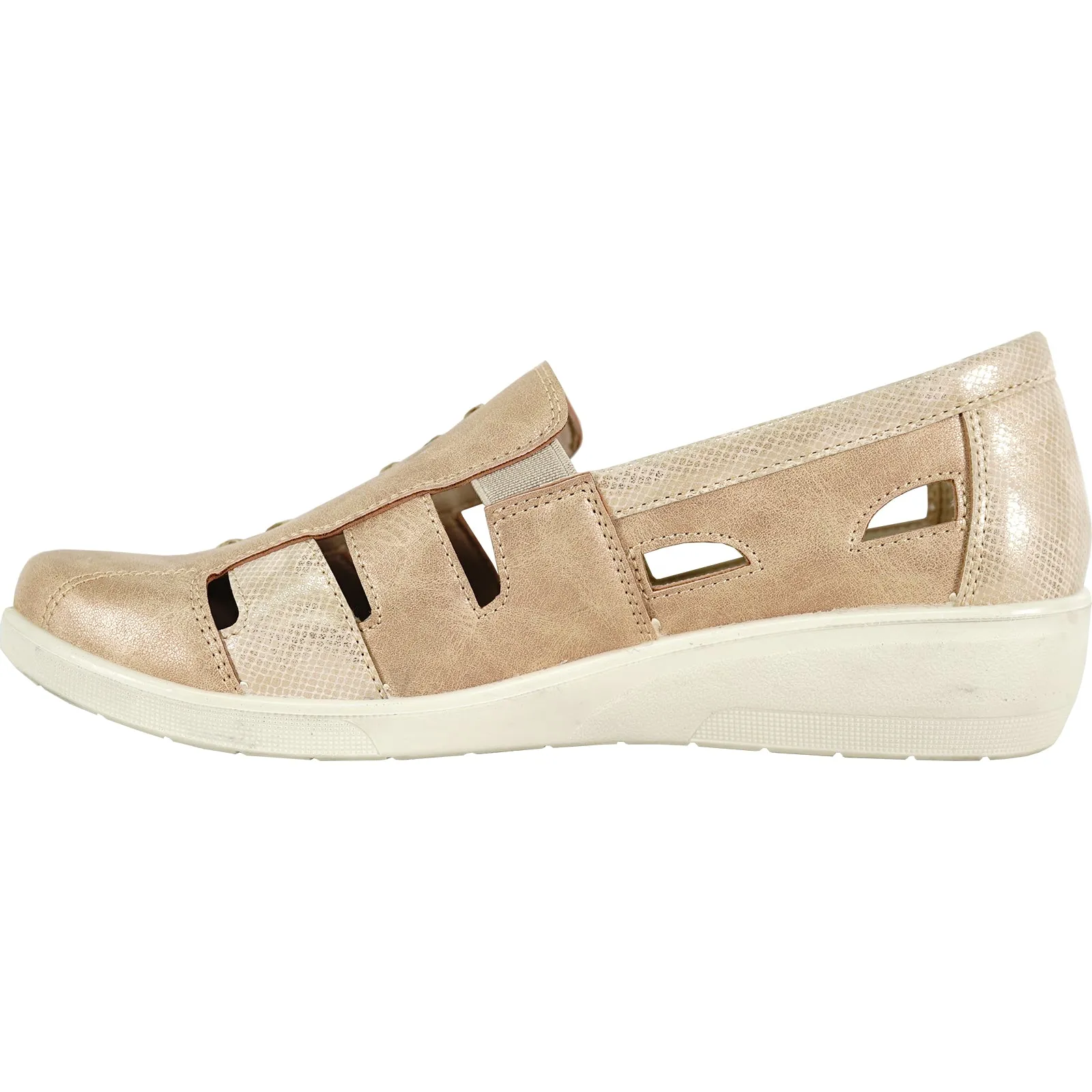 KOZI Women Comfort Casual Shoe OY3236 Wedge Sandal Champagne