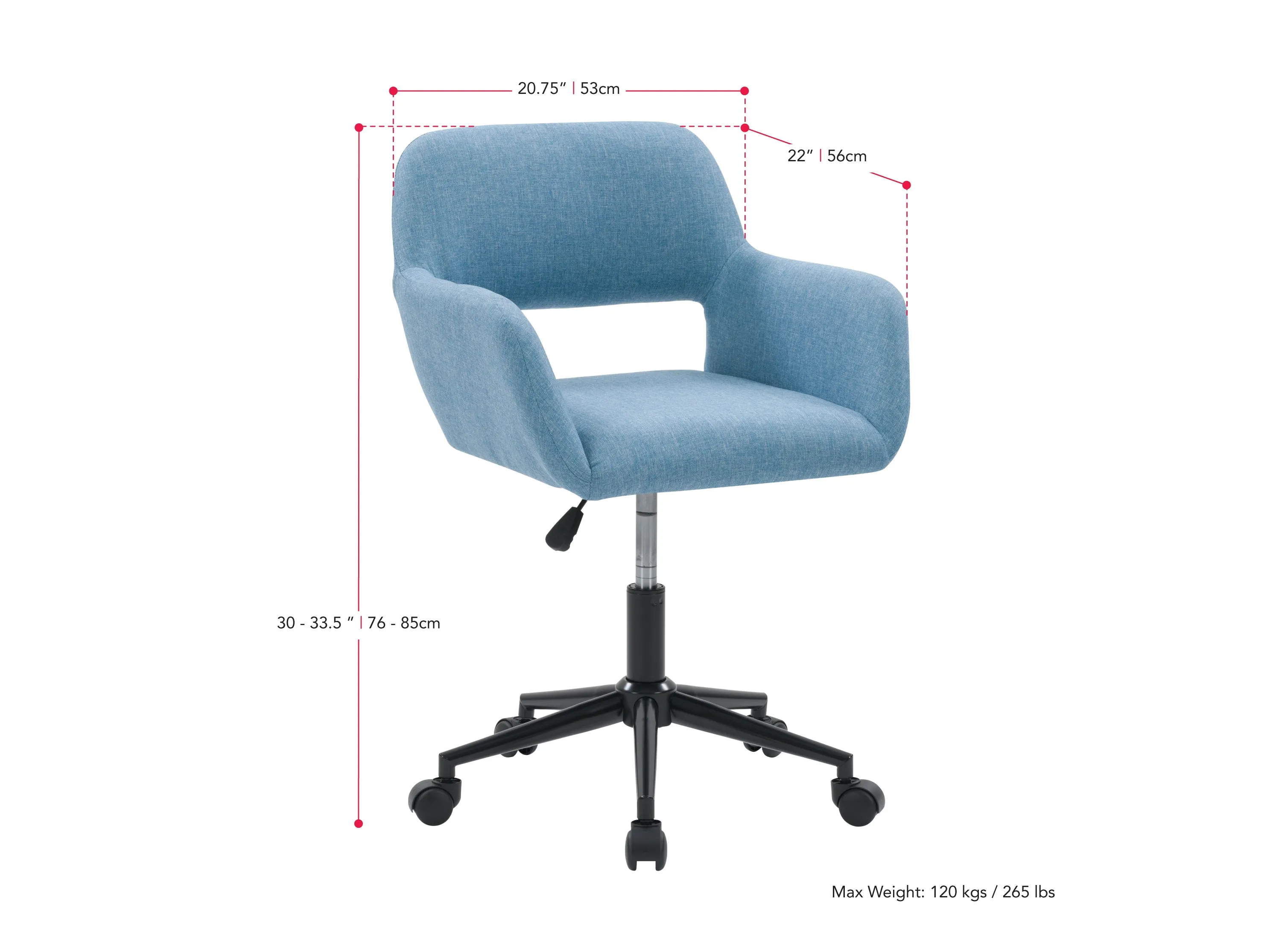 Light Blue Open Back Office Chair