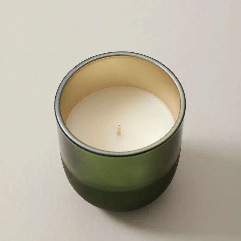 MINI MERCURY GLASS CANDLE, SNOW COVERED PINE