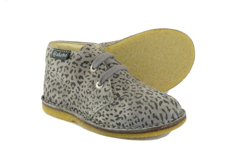 Naturino Girls Leopard Print Sand Grey Desert Boot