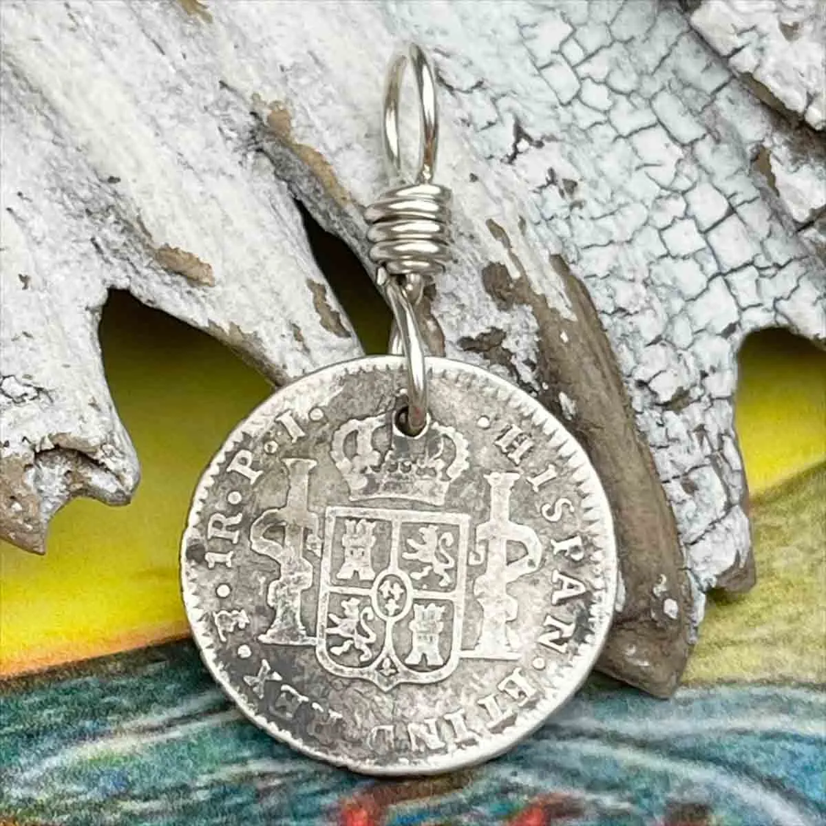 Pirate Chic Silver 1 Reale Spanish Portrait Dollar Dated 1819 - the Legendary "Piece of Eight" Pendant | Artifact #8858