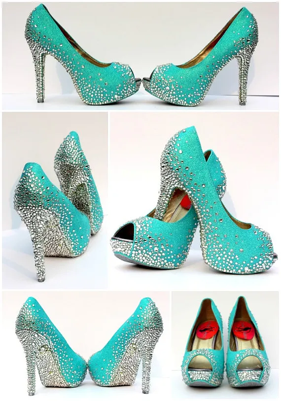 Robin's Egg Blue Platform Peep Toe Heel (Comes in Other Colors)