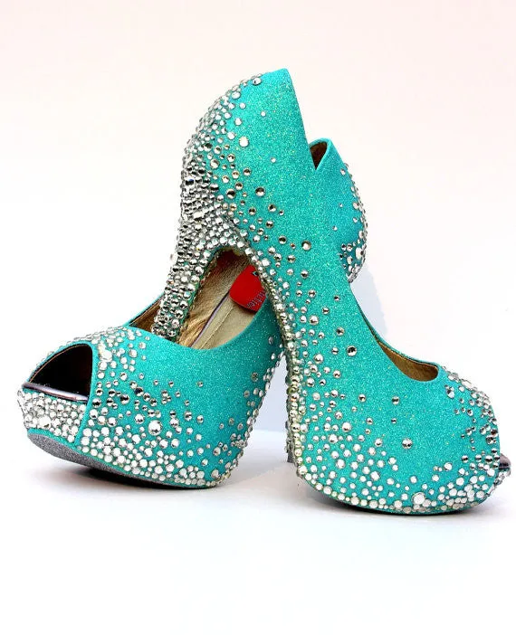 Robin's Egg Blue Platform Peep Toe Heel (Comes in Other Colors)