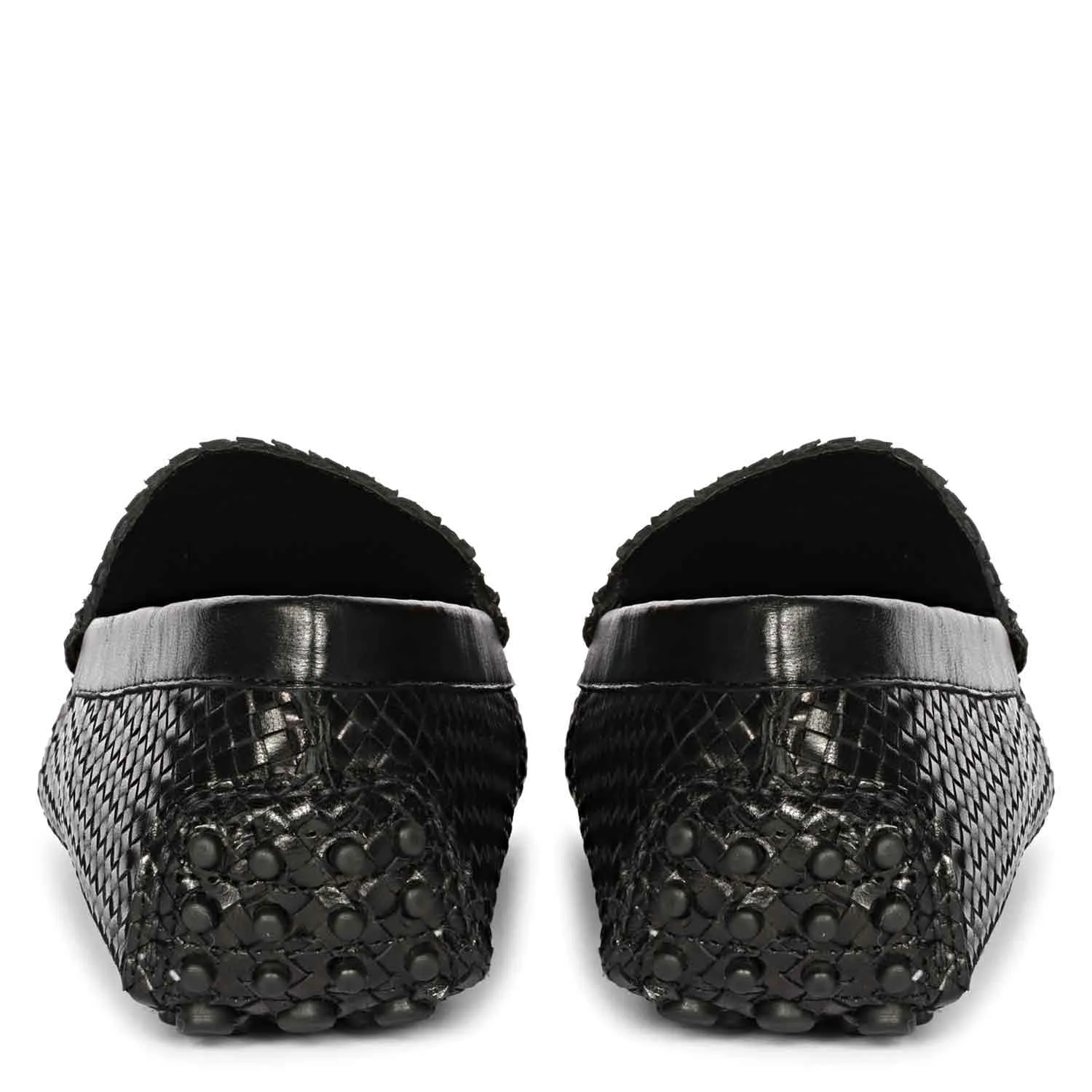 Saint Liana Black Woven Leather Loafers