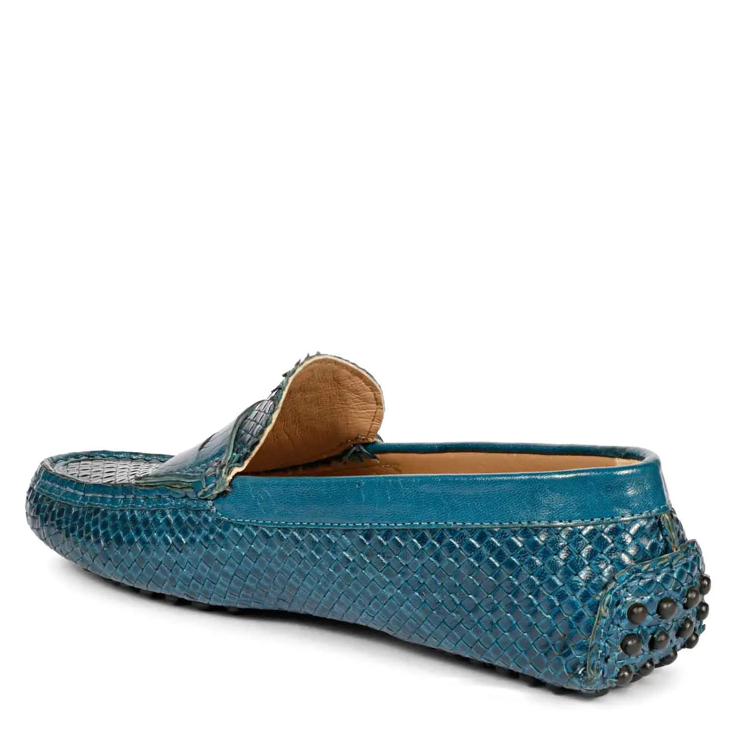 Saint Liana Blue Woven Leather Loafers