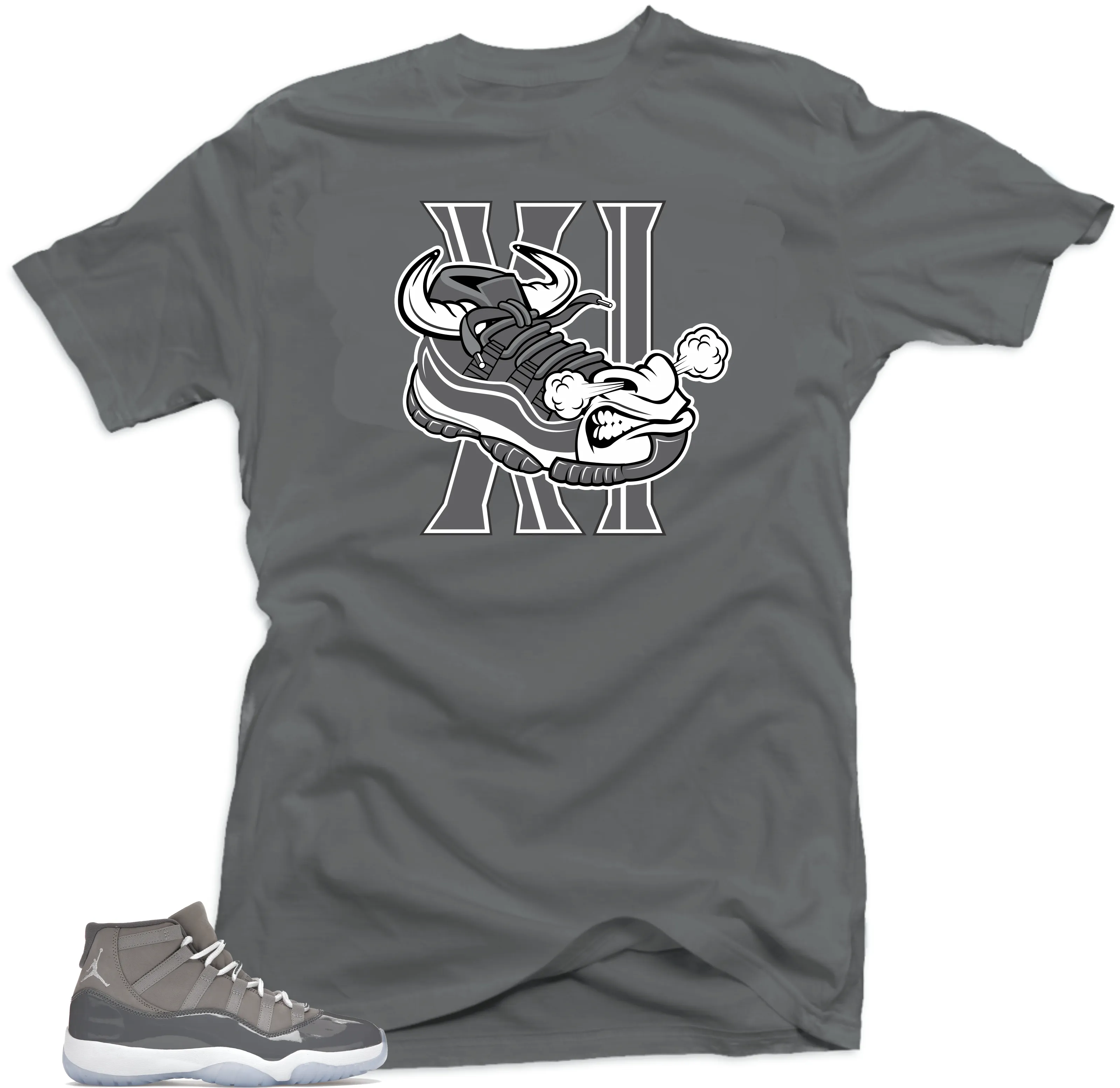 Shirts to Match Jordan 11 Cool Grey Sneakers-Snelos Bull Tees