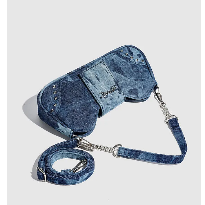 Trendy Tie-Dye Fashion Denim Shoulder Bag