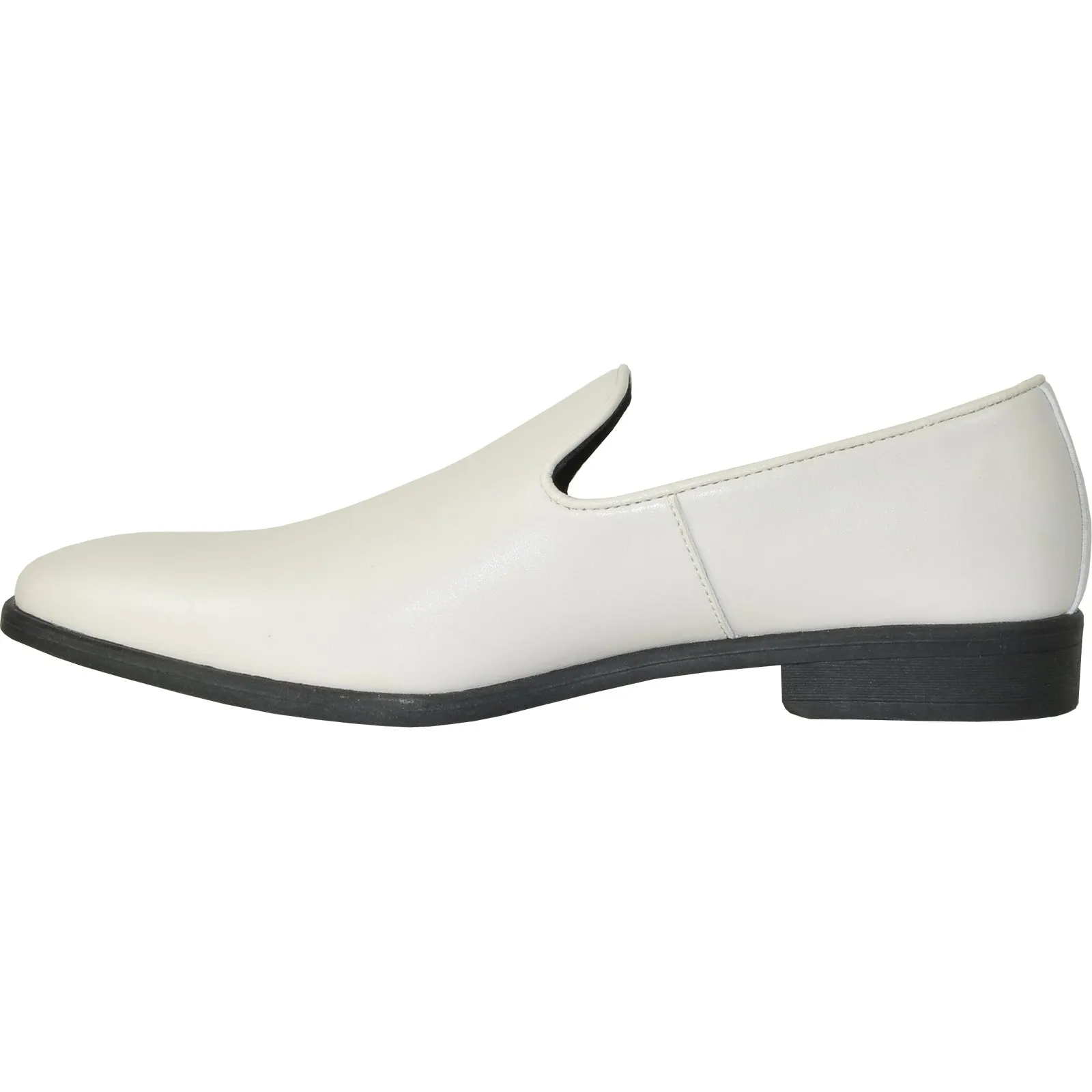 VANGELO Men Dress Shoe VALLO-3 Loafer Formal Tuxedo for Prom & Wedding Ivory Matte - Wide Width Available - Ortholite Insole