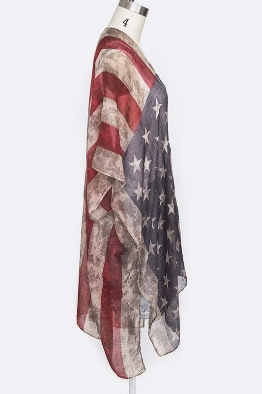 Vintage Inspired American Flag Kimono