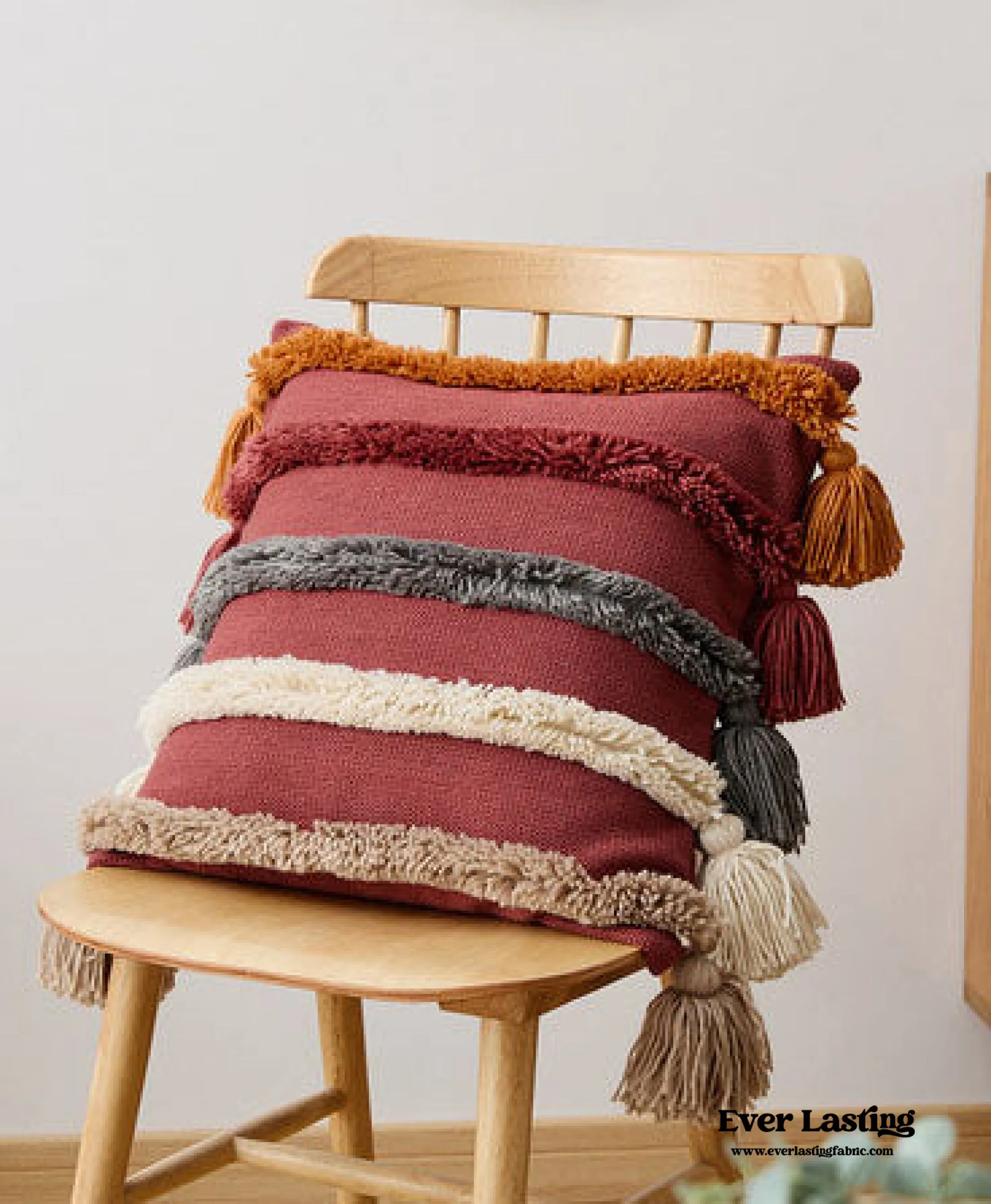 Warm Tone Fall Tufted Pillows with Tassels / Burnt Orange