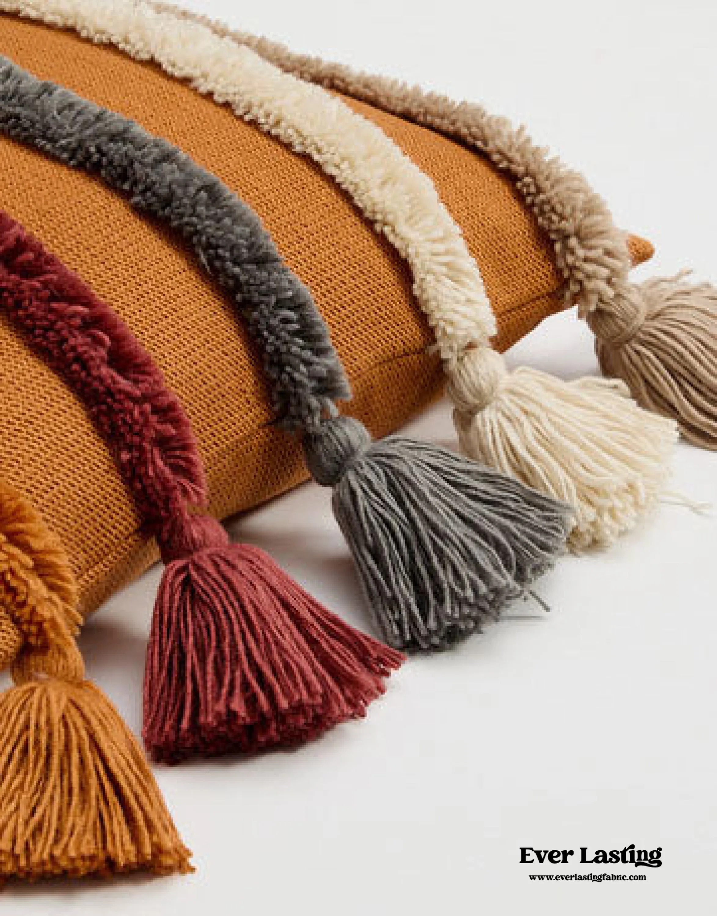 Warm Tone Fall Tufted Pillows with Tassels / Burnt Orange