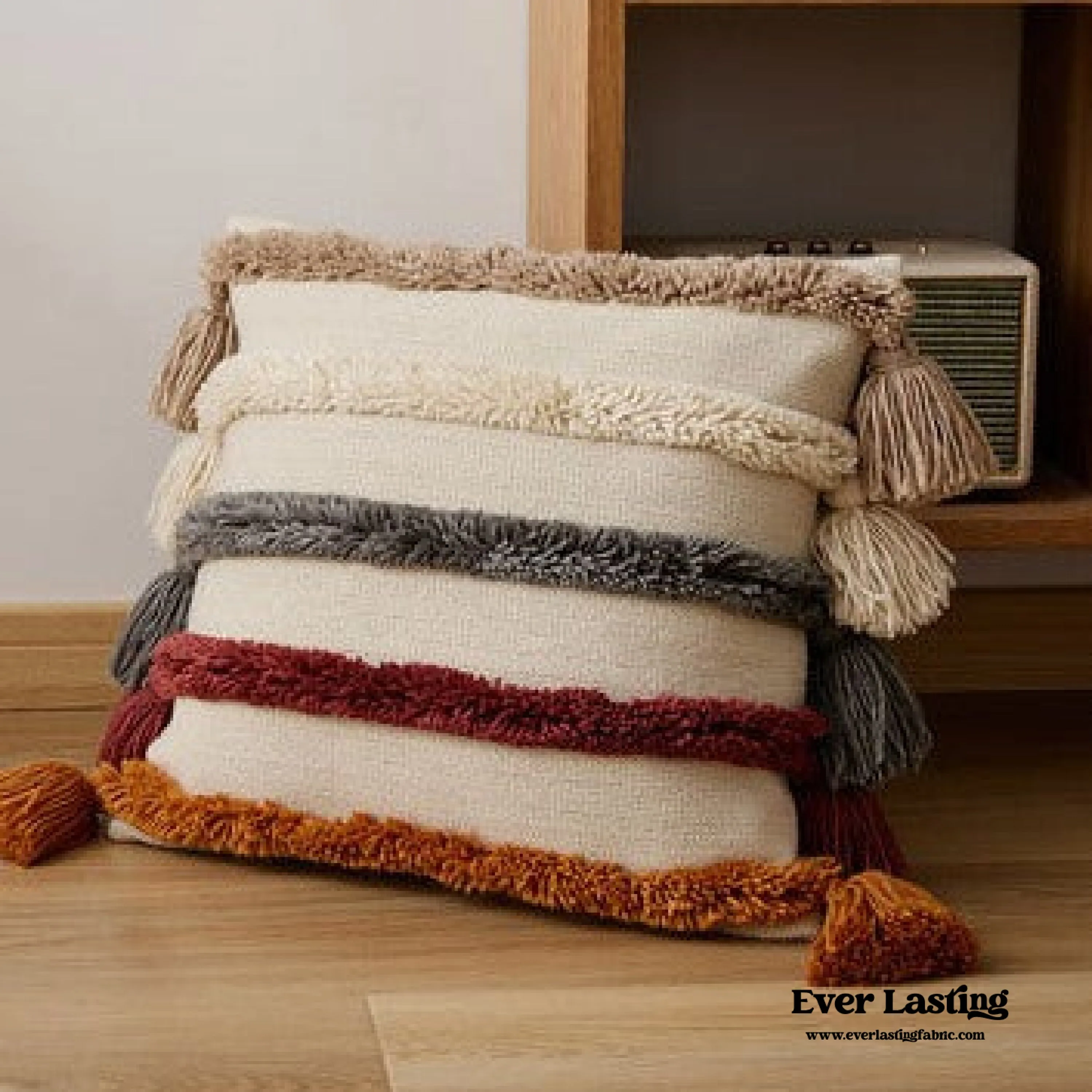 Warm Tone Fall Tufted Pillows with Tassels / Burnt Orange