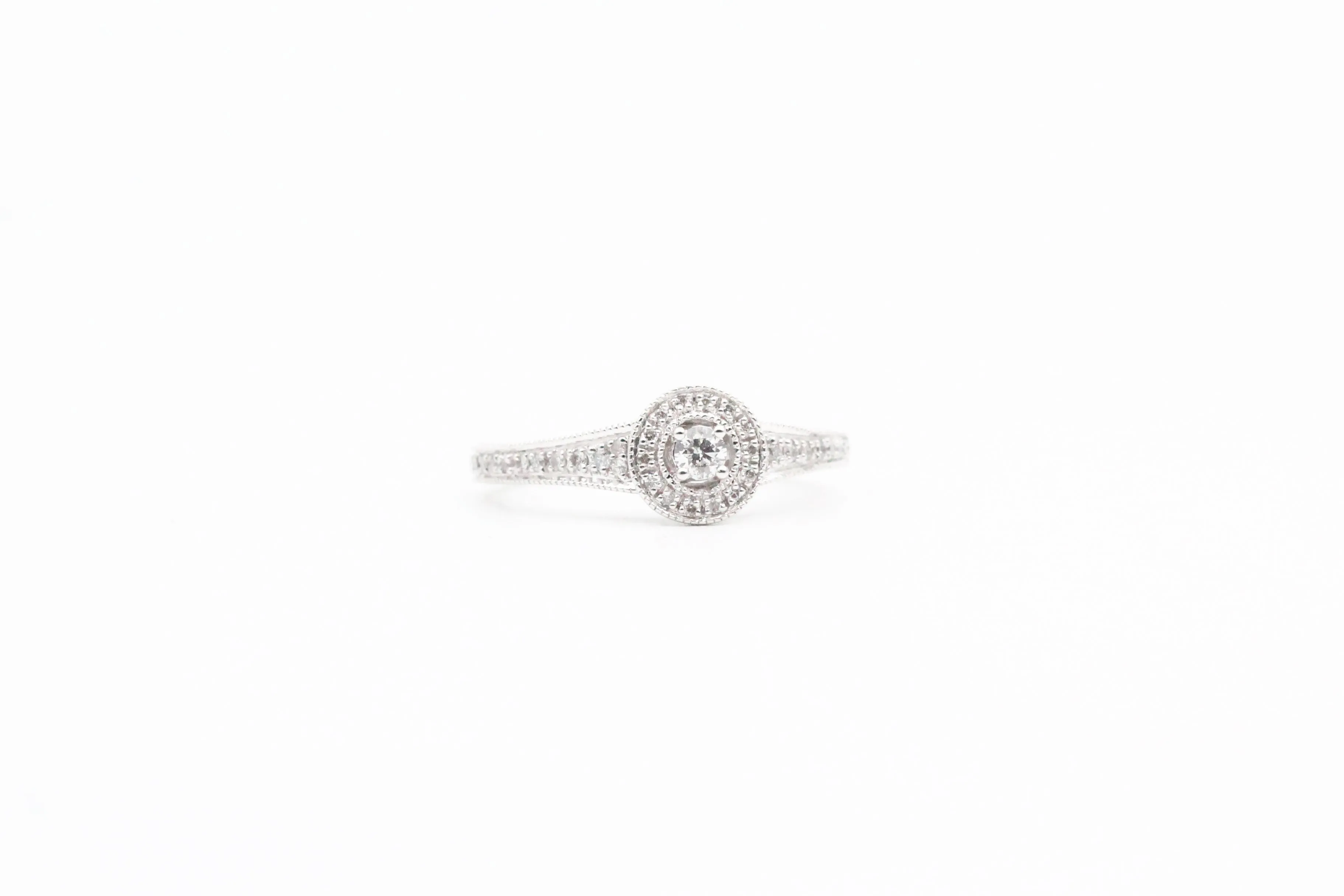 White Gold Vintage Inspired Diamond Engagement Ring