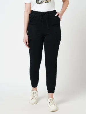 Women Black High Rise Cargo