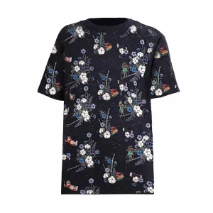 Zwart Bloemen T-shirt voor Jongens en Meisjes